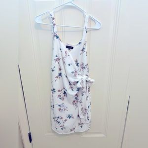 White flowery wrap dress